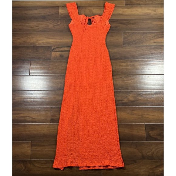 Free People Beach Size XS Orange Eleni Bodycon Midi Maxi Dress‎ - Picture 10 of 12